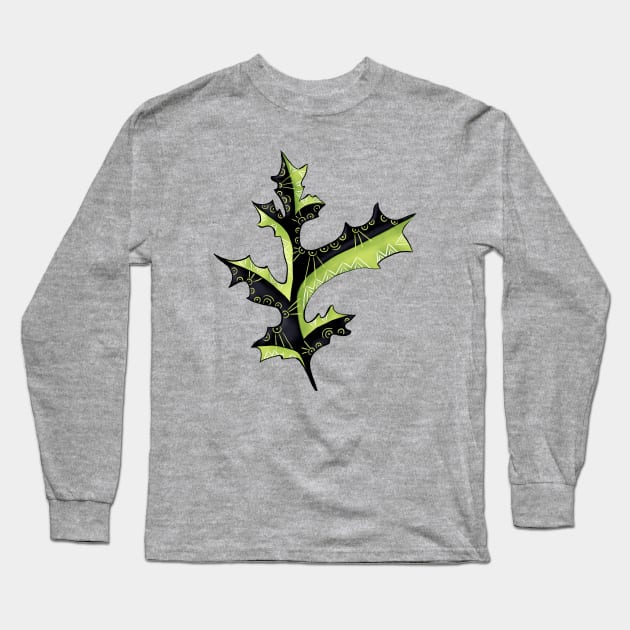 Bizarre Oak Leaf With Tattoos Long Sleeve T-Shirt by Boriana Giormova